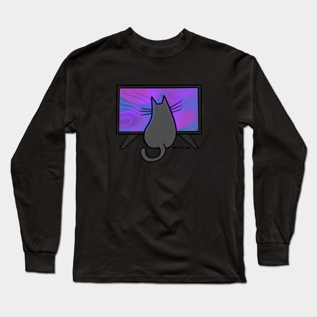 Cat watching TV Long Sleeve T-Shirt by The Vix Cats